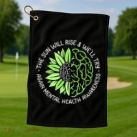 Motivational Support Warrior Mental Health Awareness Month Gift Golf Towel thumb 1