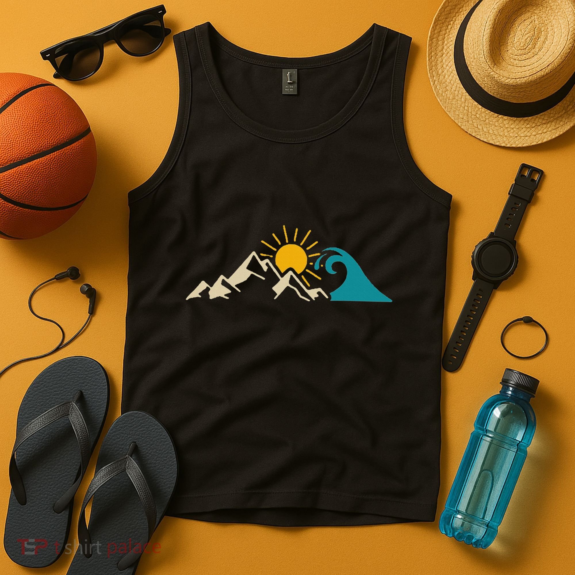 Mountain Sun Wave Nature Hiking Surf Surfer Hiker Outdoor Tank Top