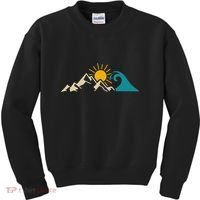 Mountain Sun Wave Nature Hiking Surf Surfer Hiker Outdoor Kids Sweatshirt thumb 0