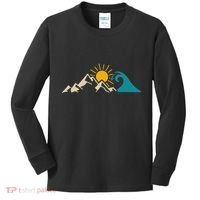 Mountain Sun Wave Nature Hiking Surf Surfer Hiker Outdoor Kids Long Sleeve Shirt thumb 0