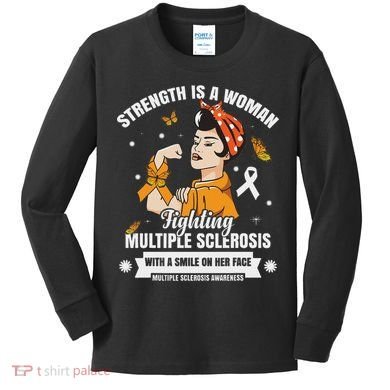Multiple Sclerosis Warrior Fighting Ms Women Kids Long Sleeve Shirt