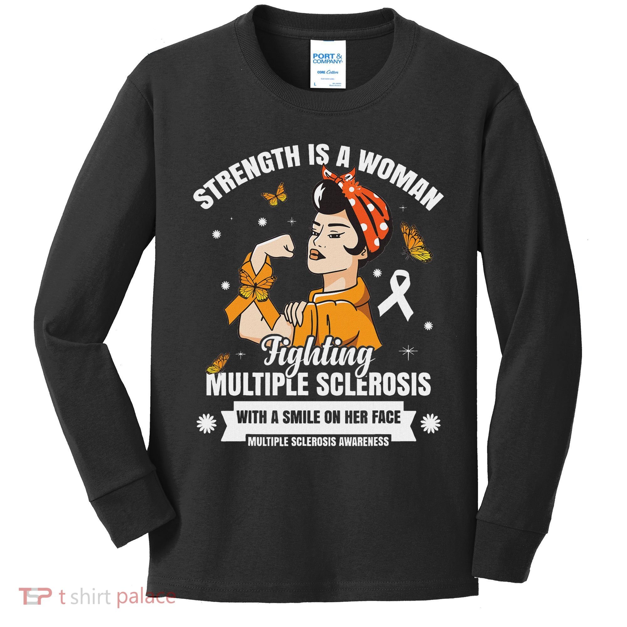 Multiple Sclerosis Warrior Fighting Ms Women Kids Long Sleeve Shirt