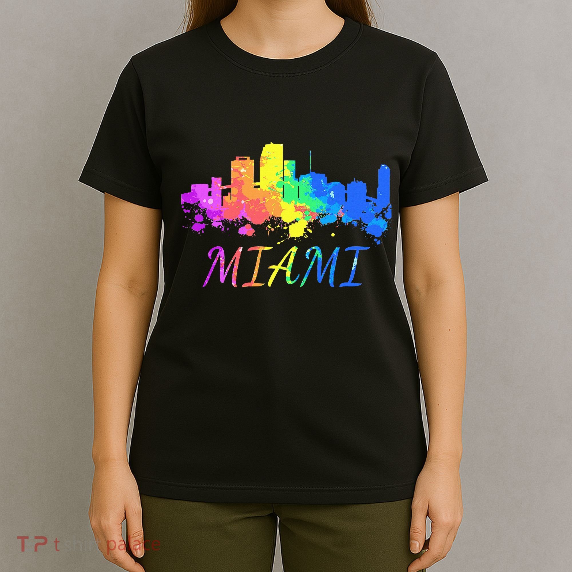 Miami Skyline Watercolor Souvenir Gift Miami Florida T-Shirt