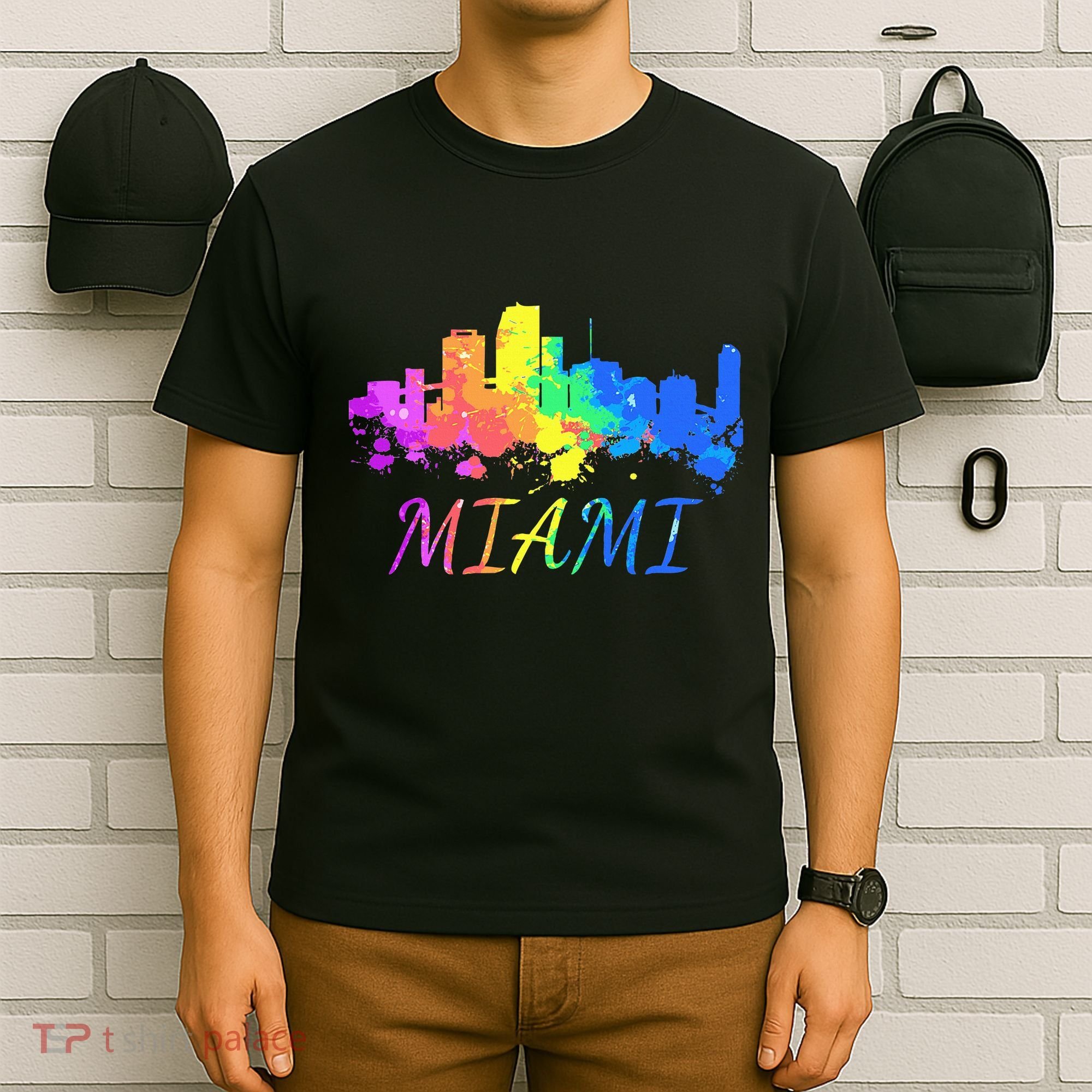 Miami Skyline Watercolor Souvenir Gift Miami Florida T-Shirt