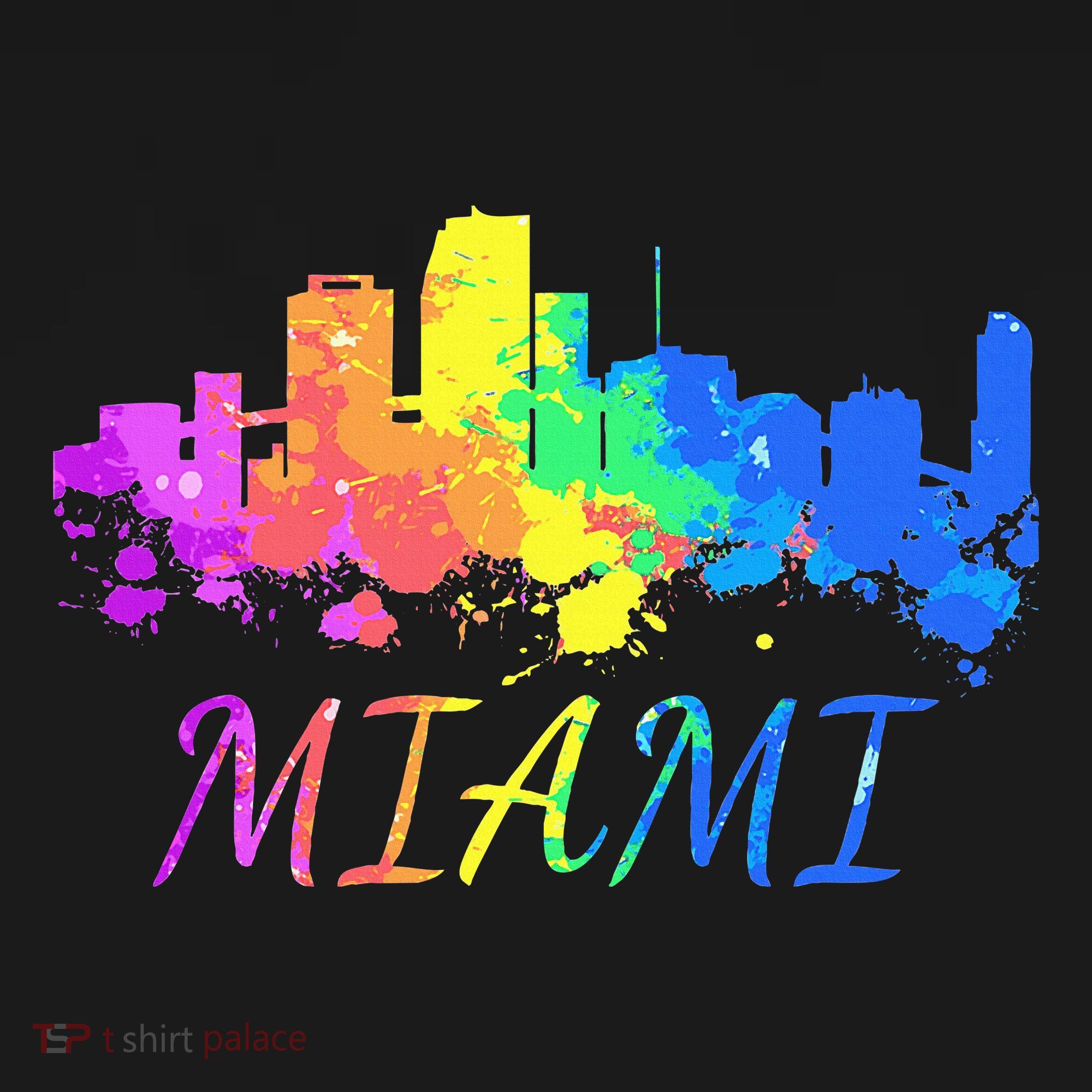 Miami Skyline Watercolor Souvenir Gift Miami Florida T-Shirt