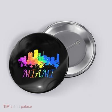 Miami Skyline Watercolor Souvenir Gift Miami Florida Button