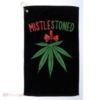 Mistlestoned Shirts Weed Stoner Christmas Gift Marijuana 420 Golf Towel thumb 0