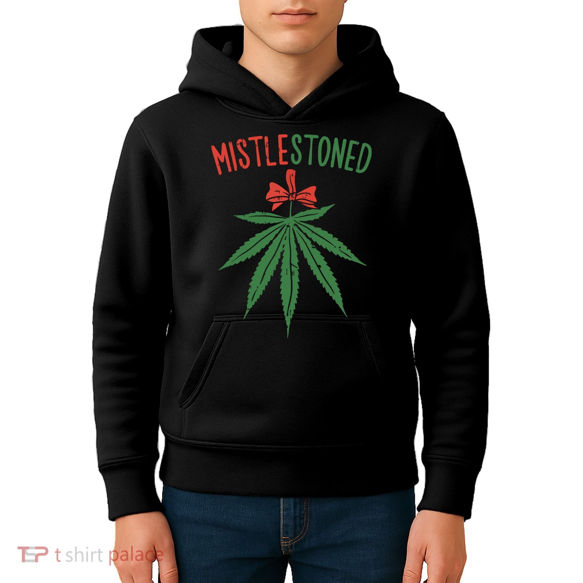 Mistlestoned Shirts Weed Stoner Christmas Gift Marijuana 420 Kids Hoodie