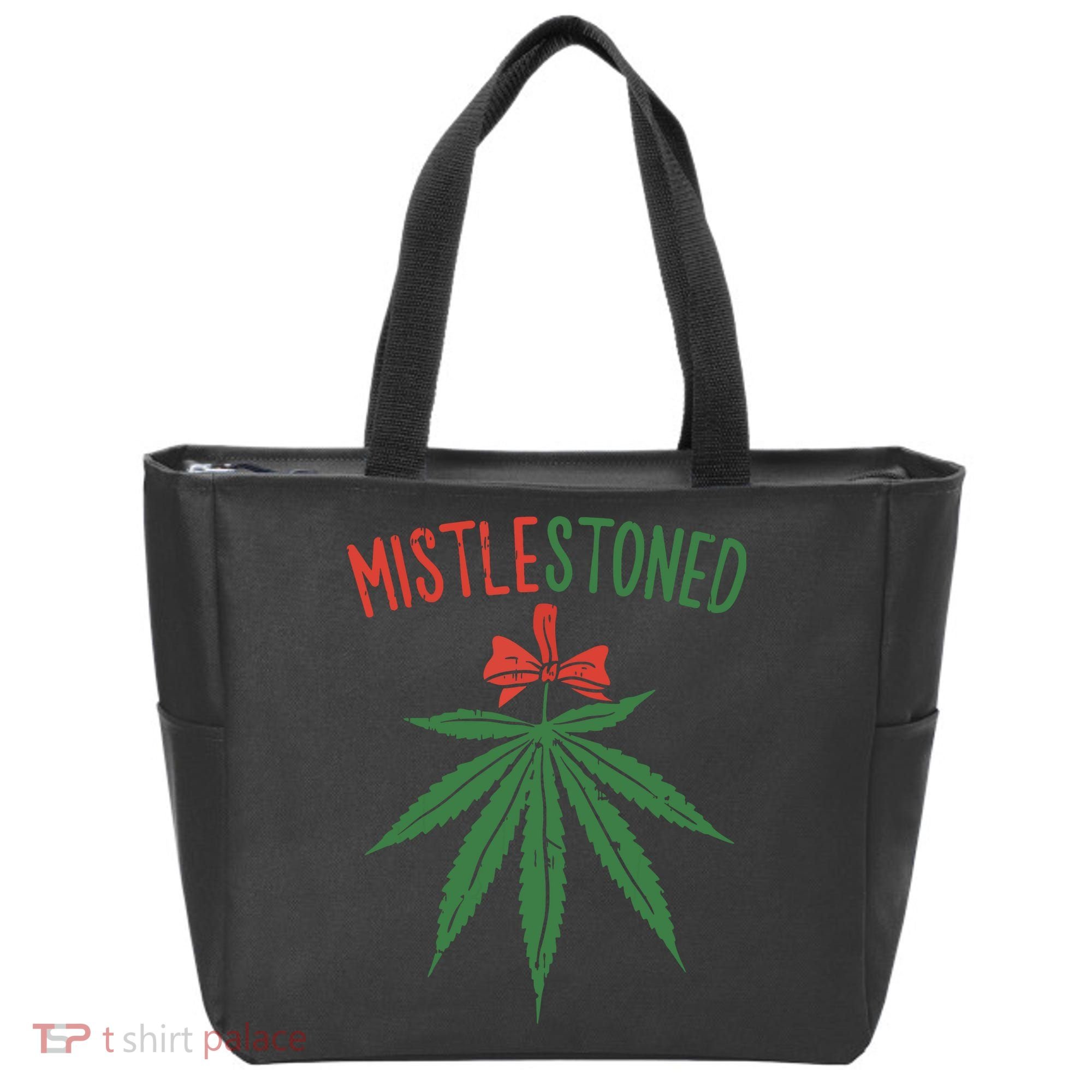 Mistlestoned Shirts Weed Stoner Christmas Gift Marijuana 420 Tote Bag
