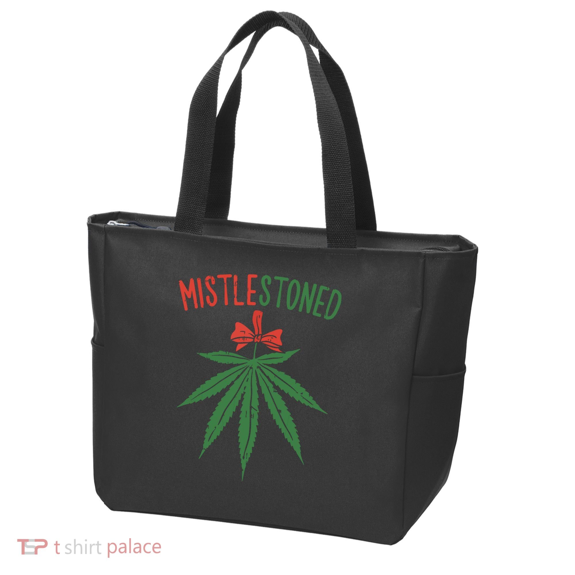 Mistlestoned Shirts Weed Stoner Christmas Gift Marijuana 420 Tote Bag