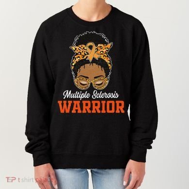 Multiple Sclerosis Warrior Messy Bun Ms Orange Ribbon Women's Sweatshirt