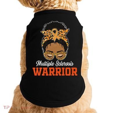 Multiple Sclerosis Warrior Messy Bun Ms Orange Ribbon Doggie Tank