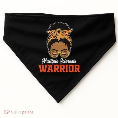 Multiple Sclerosis Warrior Messy Bun Ms Orange Ribbon USA-Made Doggie Bandana