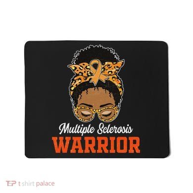 Multiple Sclerosis Warrior Messy Bun Ms Orange Ribbon Mousepad