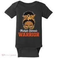 Multiple Sclerosis Warrior Messy Bun Ms Orange Ribbon Baby Bodysuit thumb 0