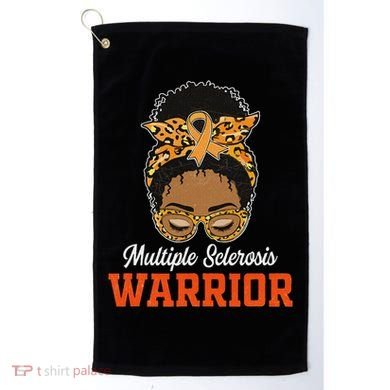 Multiple Sclerosis Warrior Messy Bun Ms Orange Ribbon Golf Towel
