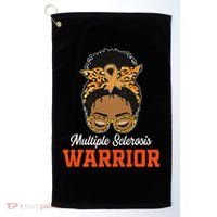 Multiple Sclerosis Warrior Messy Bun Ms Orange Ribbon Golf Towel thumb 0