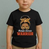 Multiple Sclerosis Warrior Messy Bun Ms Orange Ribbon Toddler T-Shirt thumb 2