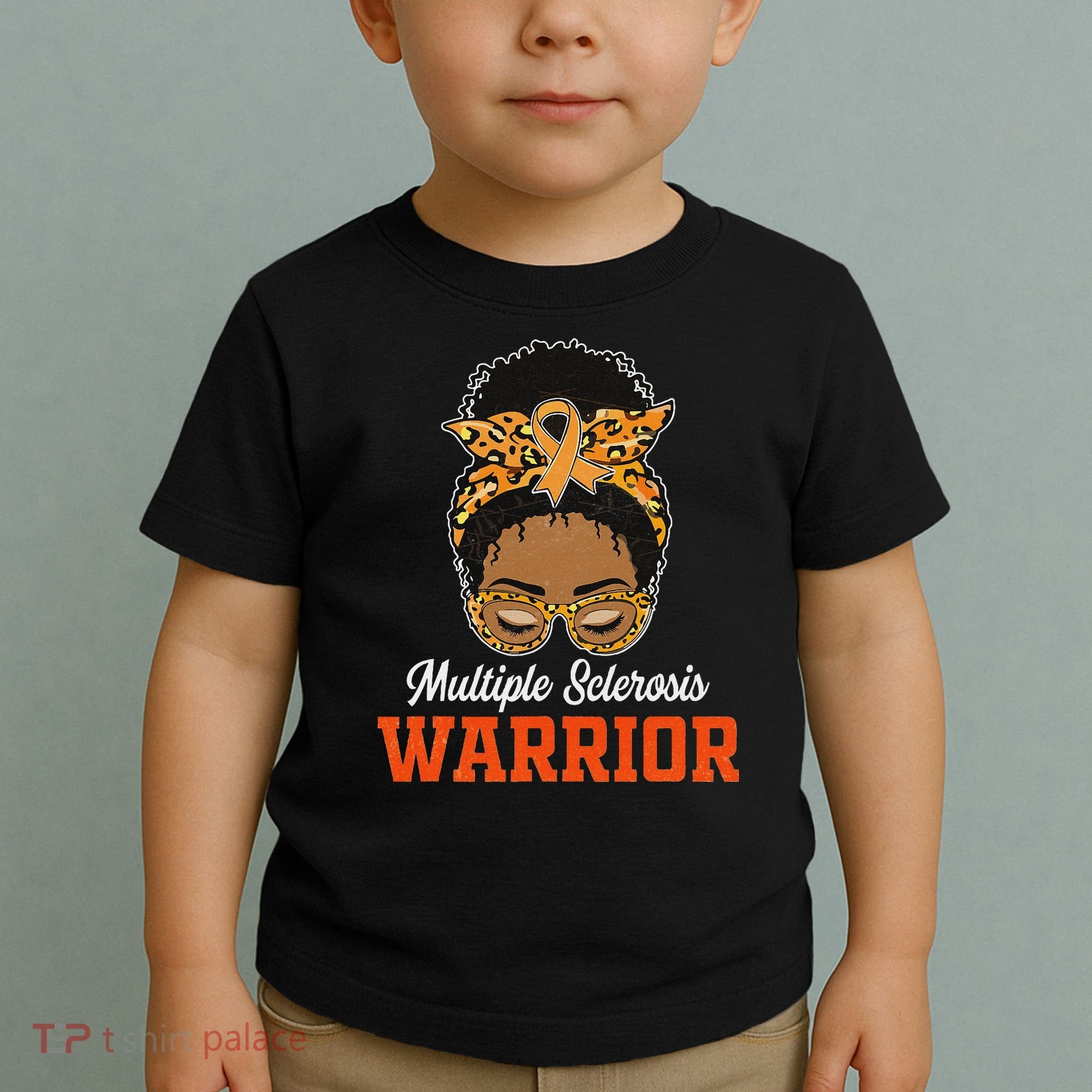 Multiple Sclerosis Warrior Messy Bun Ms Orange Ribbon Toddler T-Shirt