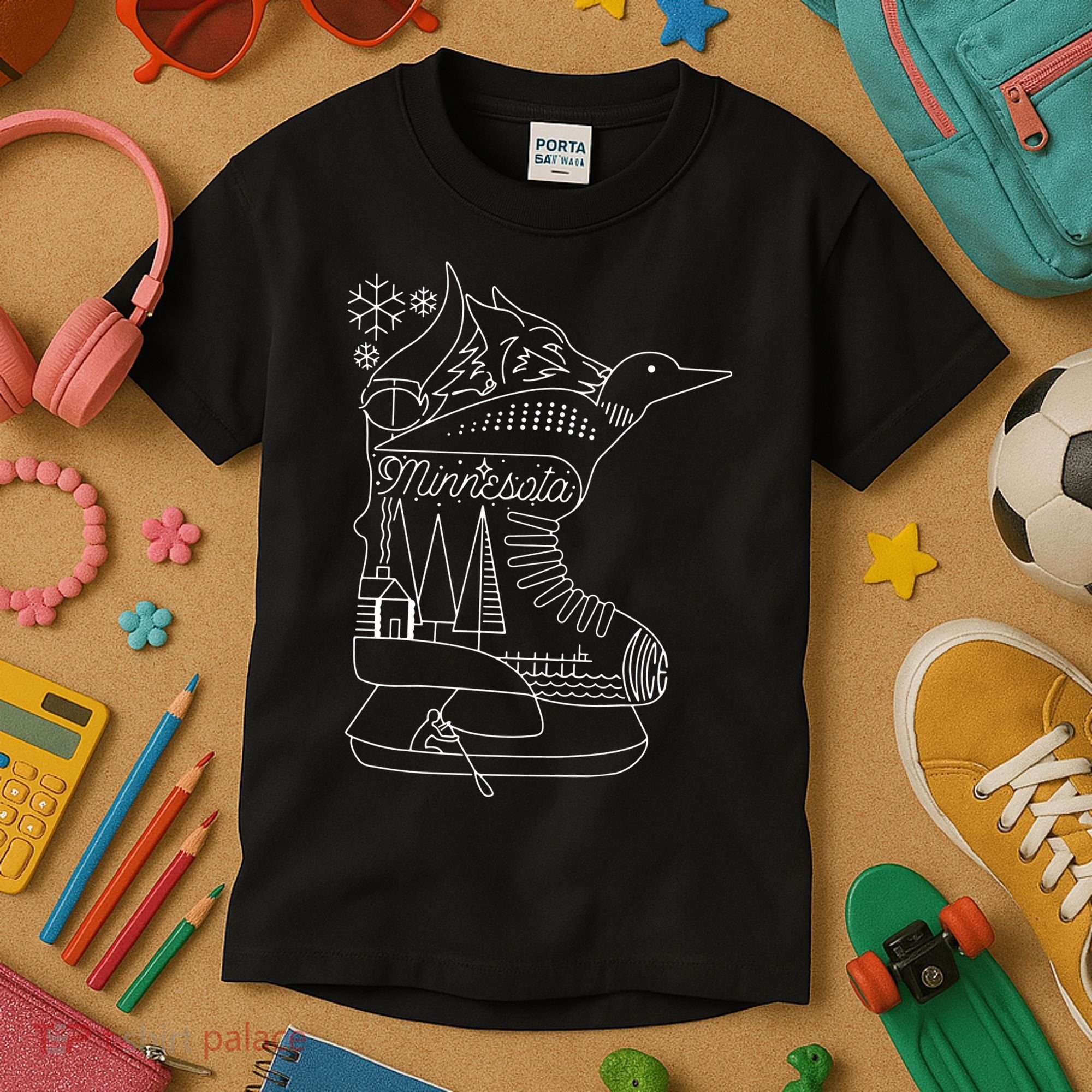 Minnesota State With Hidden Images Kids T-Shirt