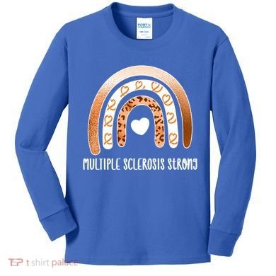 Multiple Sclerosis Warrior Orange Ribbon Ms Day Great Gift Kids Long Sleeve Shirt