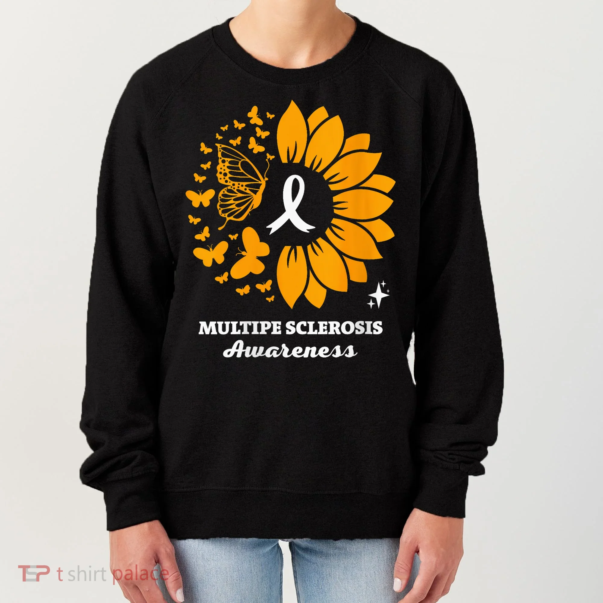 Multiple Sclerosis Warrior Awareness Sunflower Ribbon Women's Sweatshirt