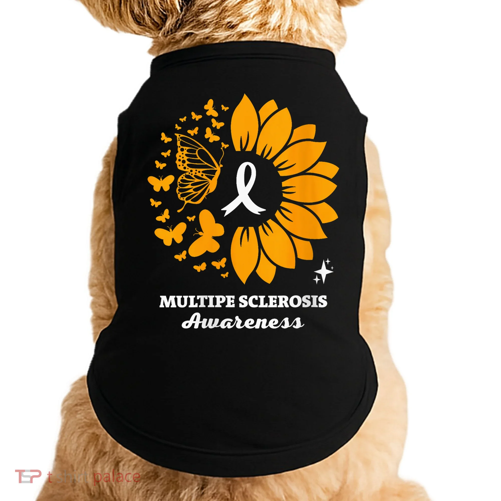 Multiple Sclerosis Warrior Awareness Sunflower Ribbon Doggie Tank