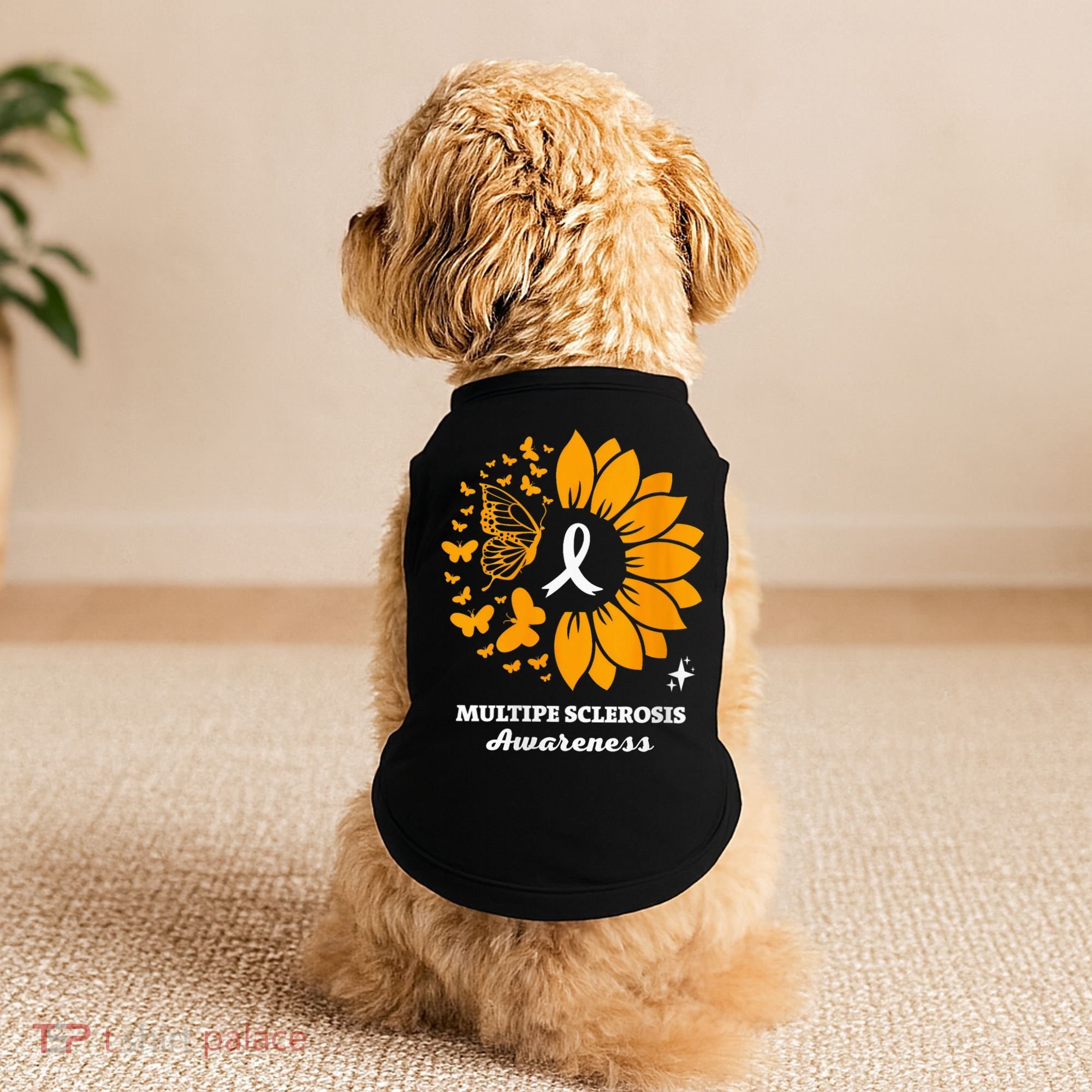 Multiple Sclerosis Warrior Awareness Sunflower Ribbon Doggie Tank