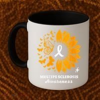 Multiple Sclerosis Warrior Awareness Sunflower Ribbon Coffee Mug thumb 2