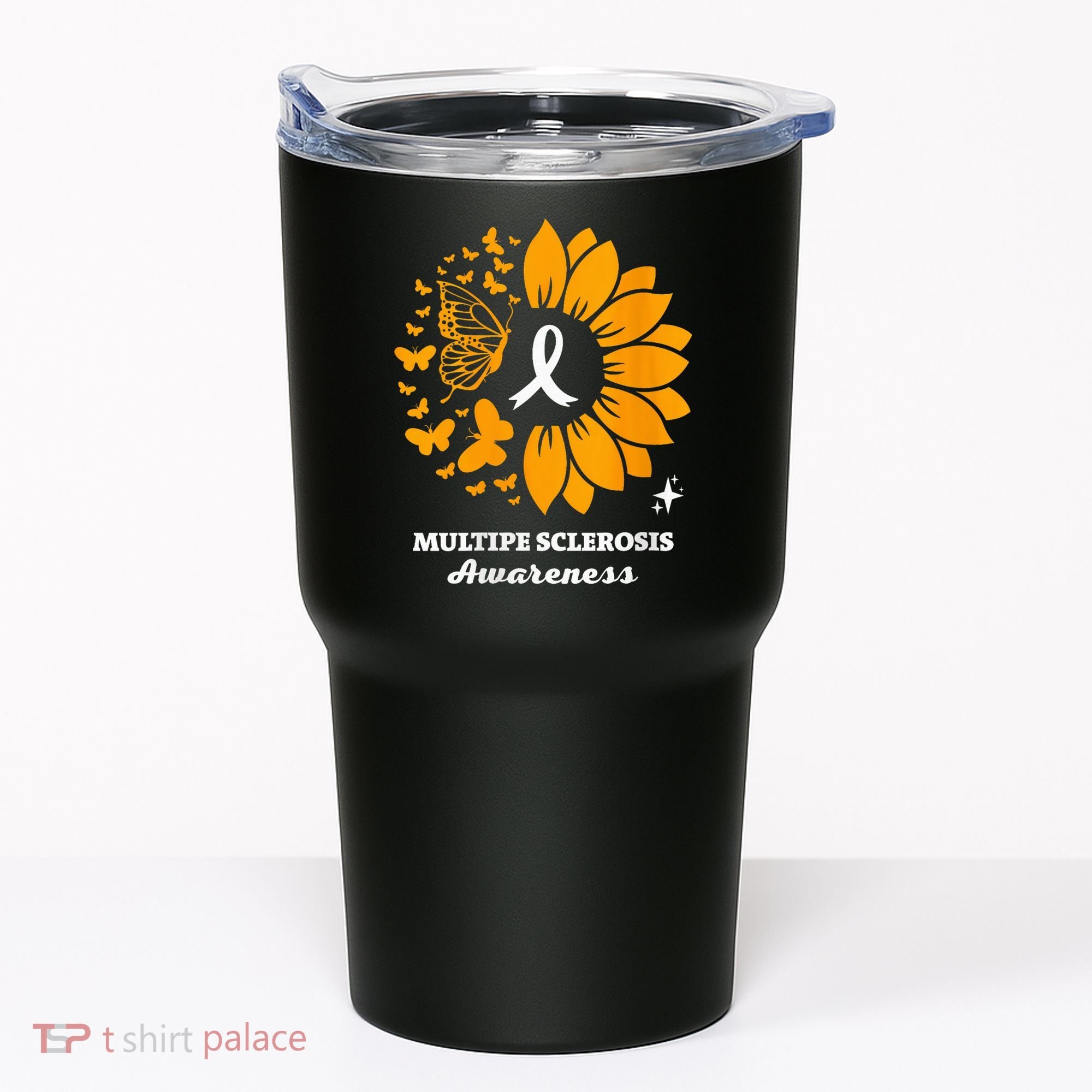 Multiple Sclerosis Warrior Awareness Sunflower Ribbon Tumbler