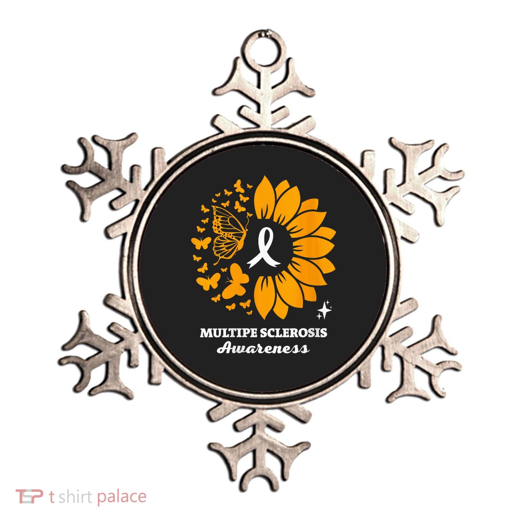 Multiple Sclerosis Warrior Awareness Sunflower Ribbon Ornament