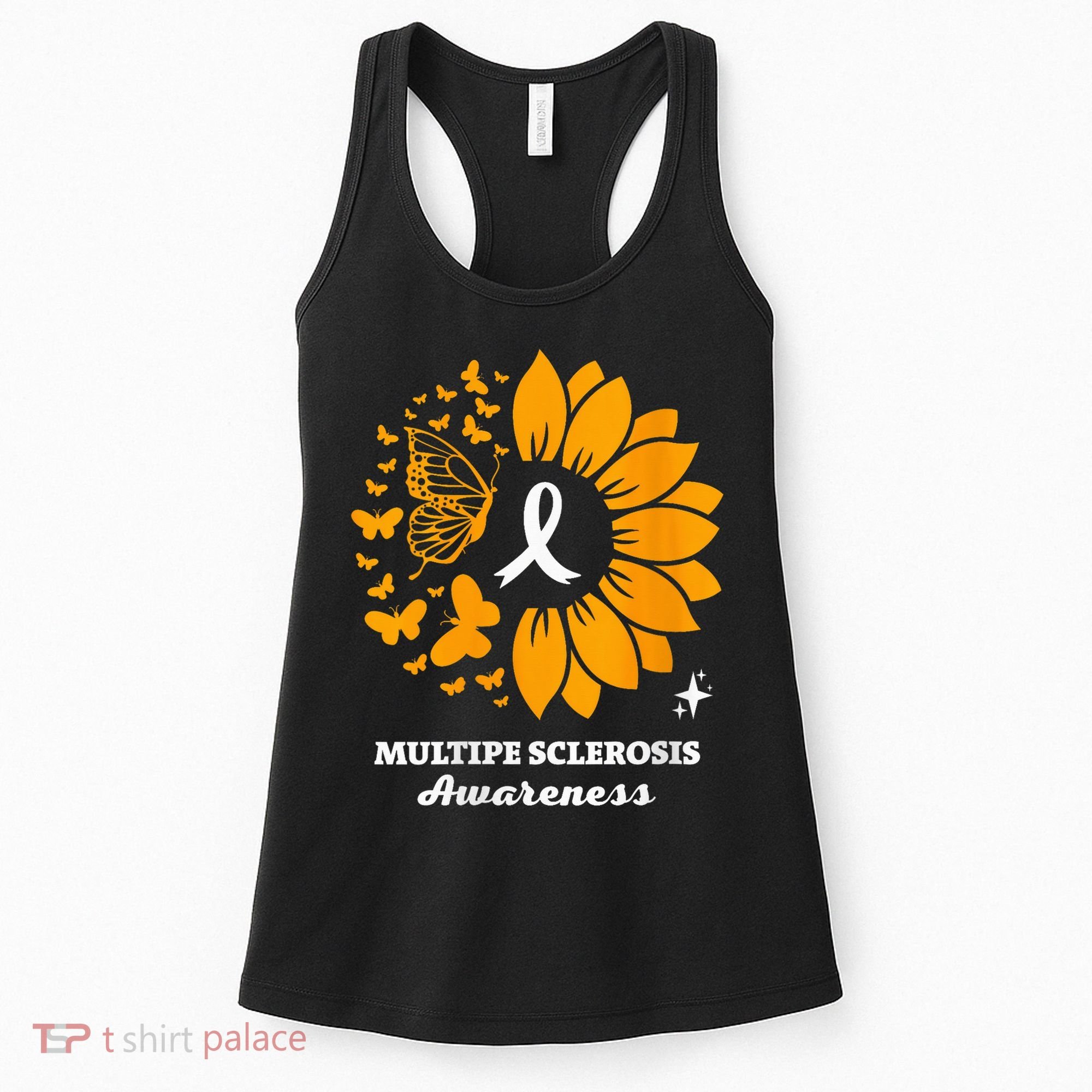 Multiple Sclerosis Warrior Awareness Sunflower Ribbon Women's Tank Top