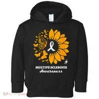 Multiple Sclerosis Warrior Awareness Sunflower Ribbon Toddler Hoodie thumb 0