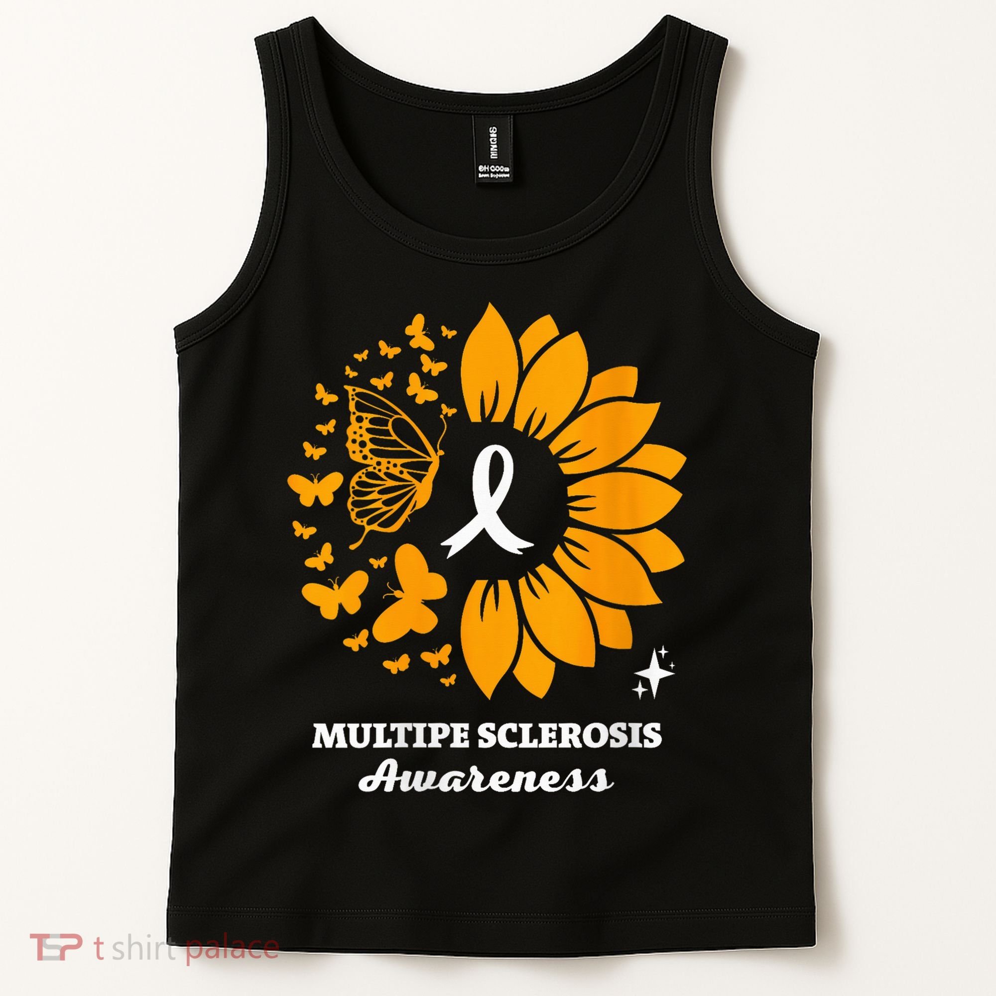 Multiple Sclerosis Warrior Awareness Sunflower Ribbon Tank Top