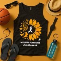 Multiple Sclerosis Warrior Awareness Sunflower Ribbon Tank Top thumb 4
