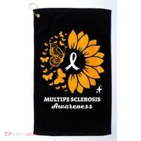 Multiple Sclerosis Warrior Awareness Sunflower Ribbon Golf Towel thumb 0