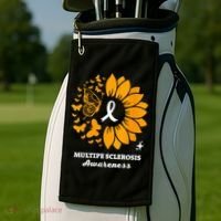 Multiple Sclerosis Warrior Awareness Sunflower Ribbon Golf Towel thumb 2