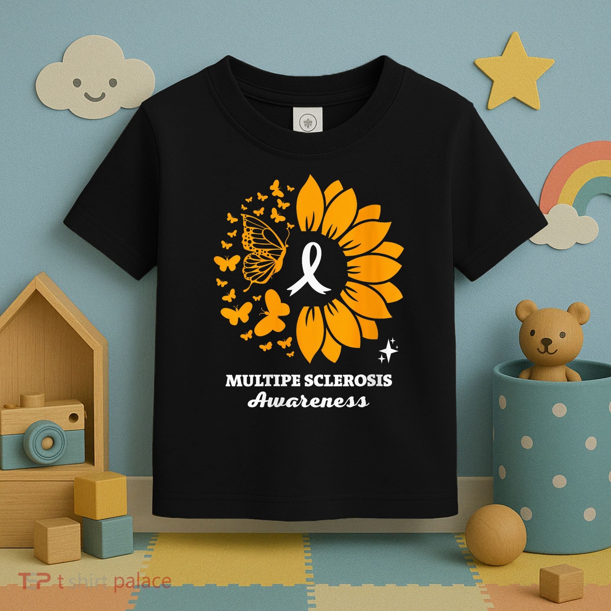 Multiple Sclerosis Warrior Awareness Sunflower Ribbon Toddler T-Shirt