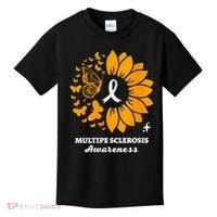 Multiple Sclerosis Warrior Awareness Sunflower Ribbon Kids T-Shirt thumb 0