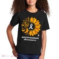 Multiple Sclerosis Warrior Awareness Sunflower Ribbon Kids T-Shirt thumb 2