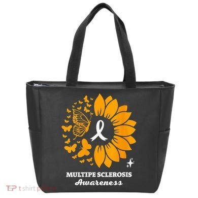 Multiple Sclerosis Warrior Awareness Sunflower Ribbon Tote Bag