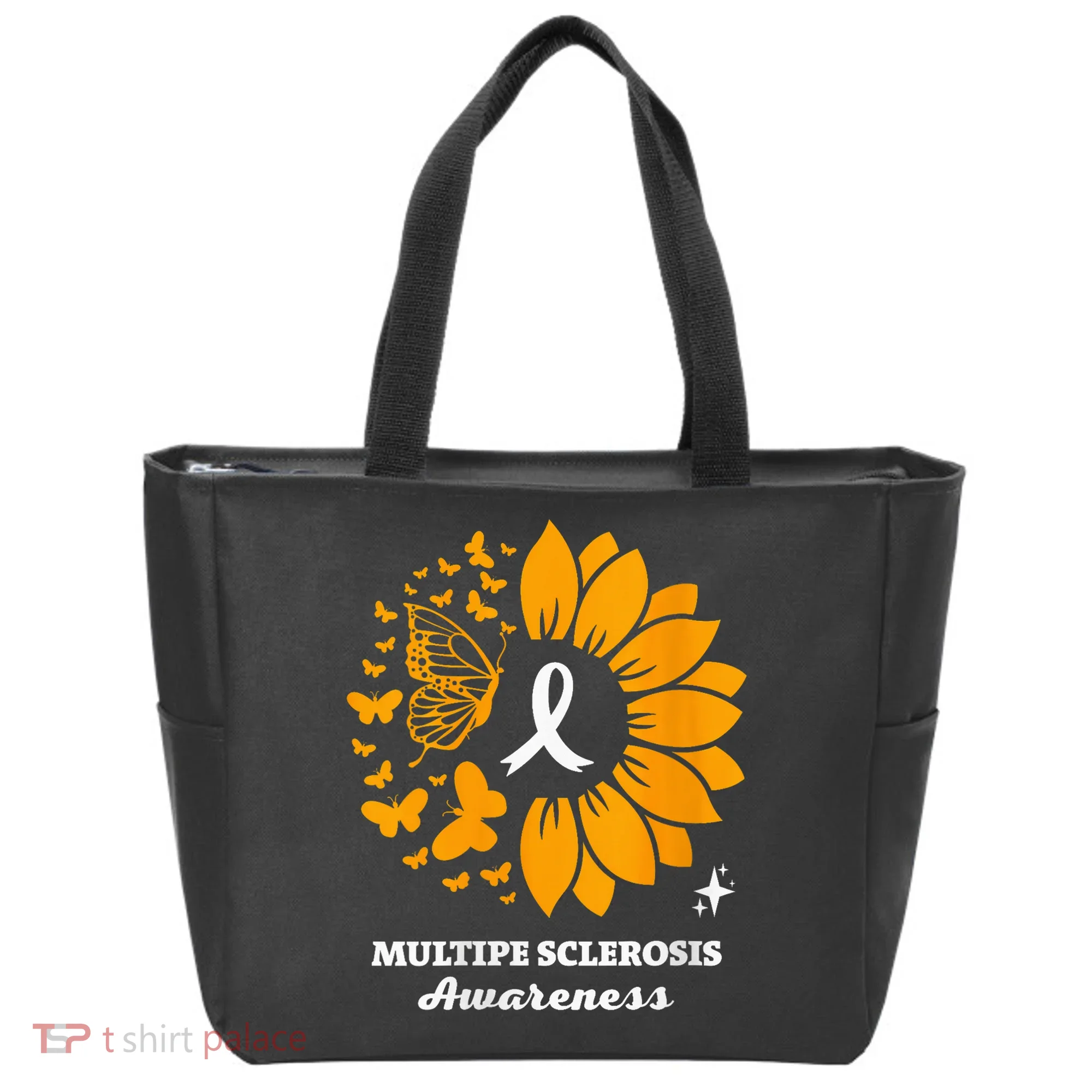 Multiple Sclerosis Warrior Awareness Sunflower Ribbon Tote Bag