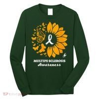 Multiple Sclerosis Warrior Awareness Sunflower Ribbon Long Sleeve Shirt thumb 0