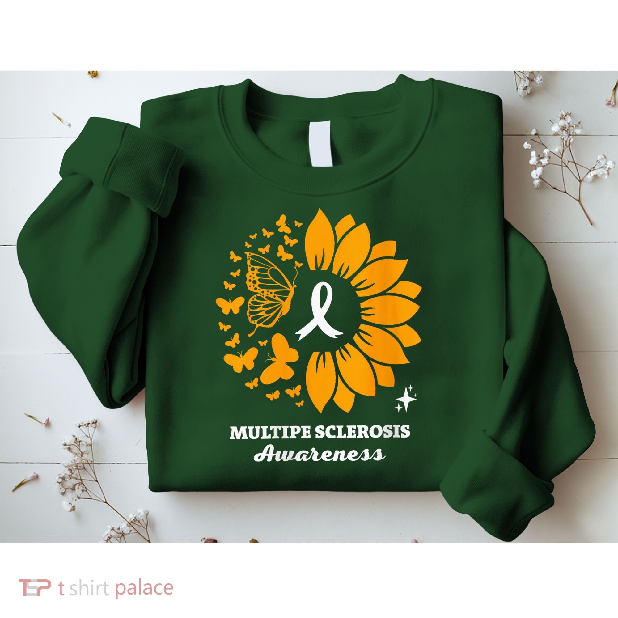 Multiple Sclerosis Warrior Awareness Sunflower Ribbon Sweatshirt