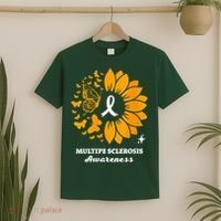 Multiple Sclerosis Warrior Awareness Sunflower Ribbon T-Shirt thumb 2
