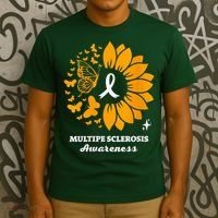 Multiple Sclerosis Warrior Awareness Sunflower Ribbon T-Shirt thumb 3