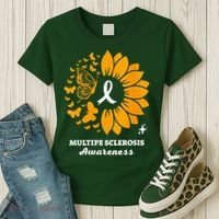 Multiple Sclerosis Warrior Awareness Sunflower Ribbon Women's T-Shirt thumb 3