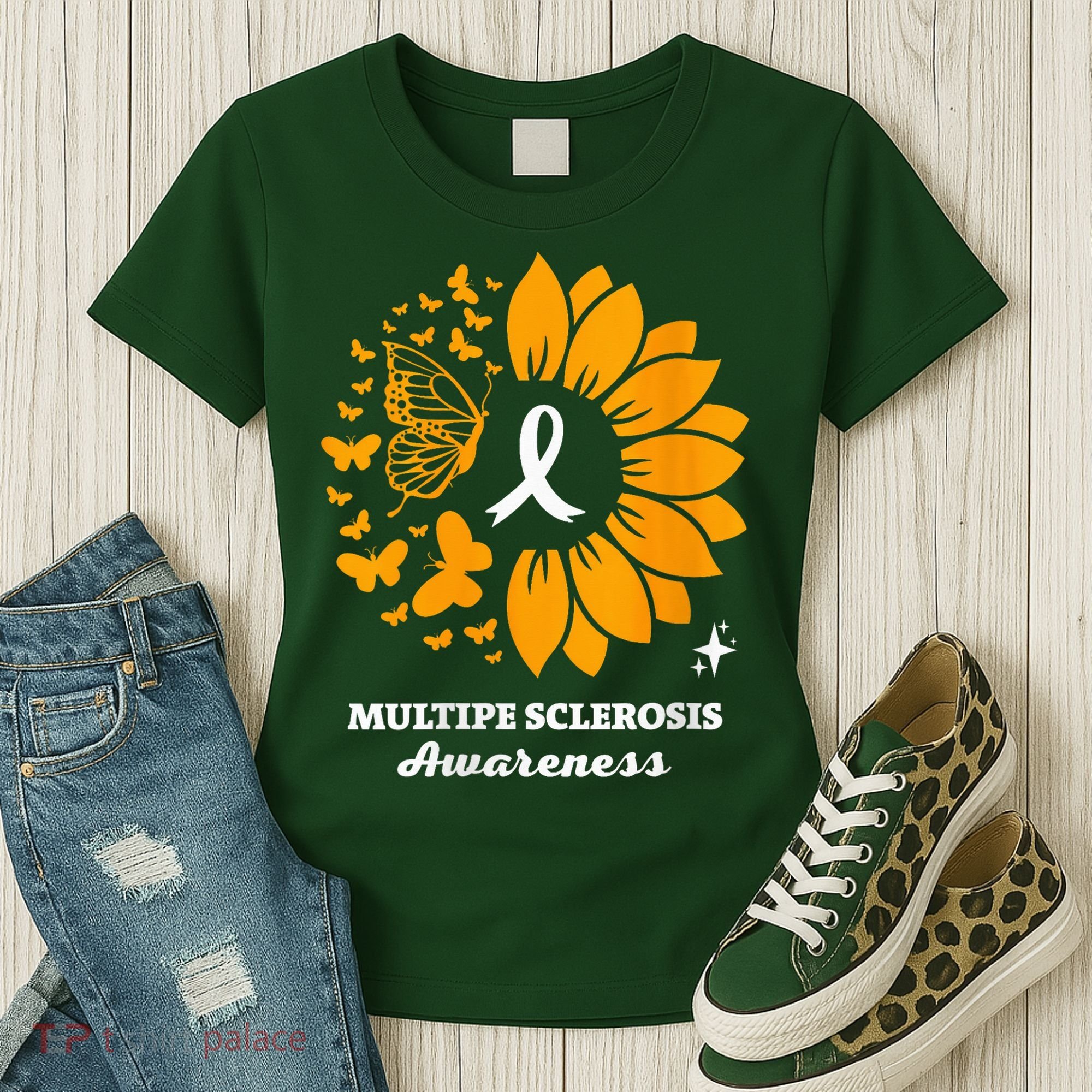 Multiple Sclerosis Warrior Awareness Sunflower Ribbon Women's T-Shirt