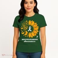 Multiple Sclerosis Warrior Awareness Sunflower Ribbon Women's T-Shirt thumb 4