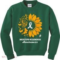 Multiple Sclerosis Warrior Awareness Sunflower Ribbon Kids Sweatshirt thumb 0